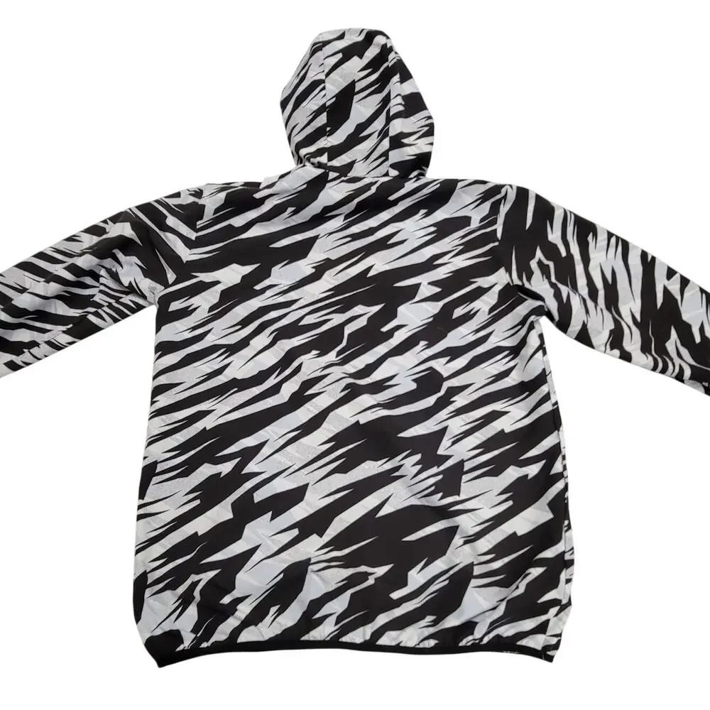 Adidas Reversible Windbreaker Jacket Black Zebra Print Neon Green Zip Mens M L